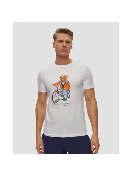 T-shirt o kroju slim fit z nadruk polo bear Polo Ralph Lauren biała