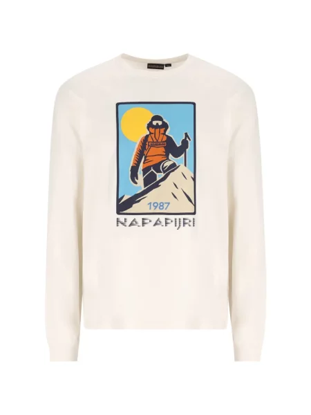 Lung tricou Napapijri cu imagine alb