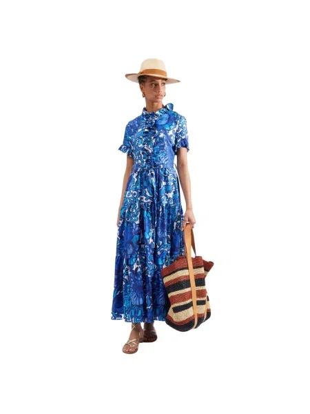 Maksi sukienka maxi La Doublej garniturowa niebieska