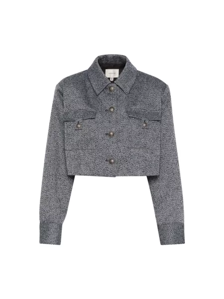 Gestuz Kurtki Kobieta L Wełna Krótka Marynarka o Strukturze Twill niebieski