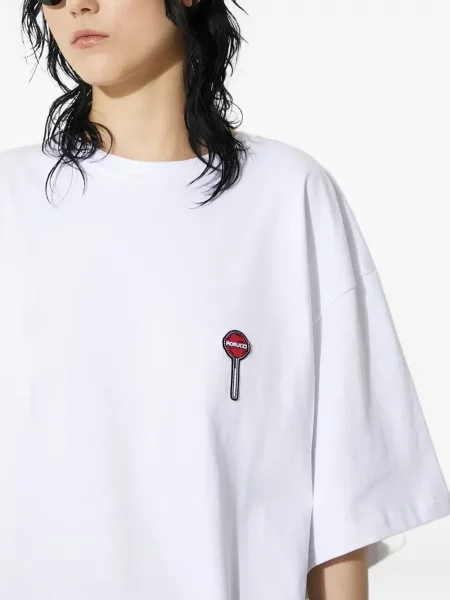 Tricou Fiorucci cu broderie alb