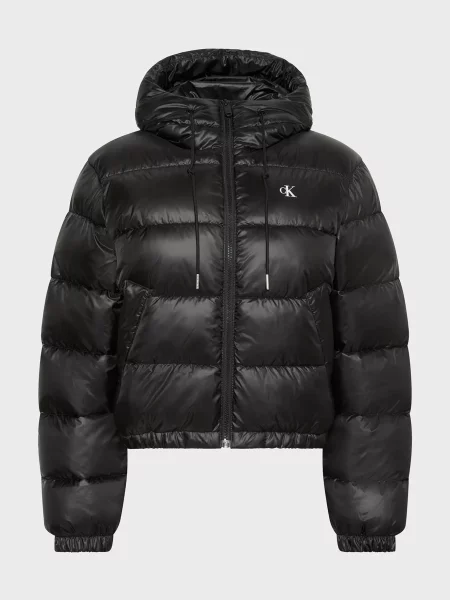Коротка джинсова куртка Calvin Klein Jeans з лого чорна