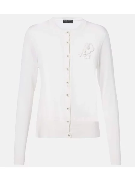 Jedwabny kardigan Dolce&gabbana w kwiatki biały