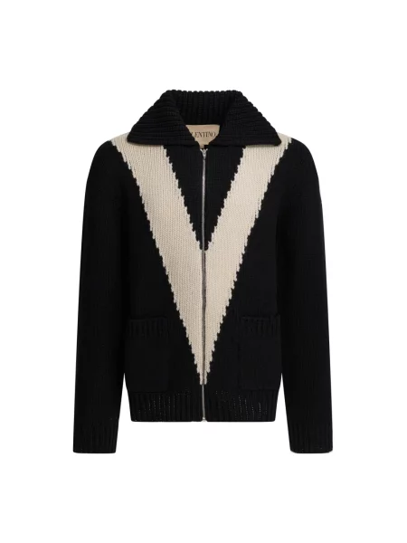 Lniany kardigan Valentino czarny