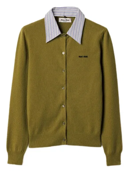 Cardigan Miu Miu din cașmir verde