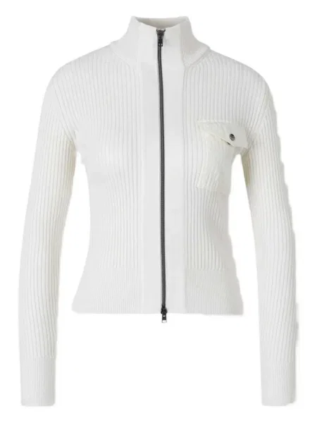 Dzianinowy kardigan Herno prążkowany biały