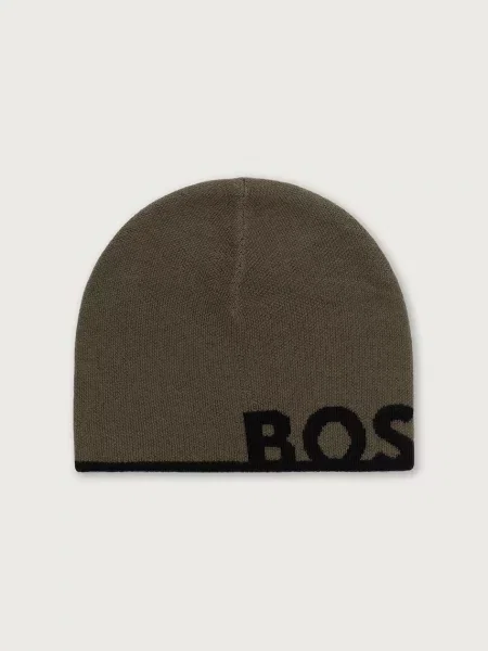 BOSS Green căciulă pentru bărbați cu amestec de lână Reviso_Beanie verde