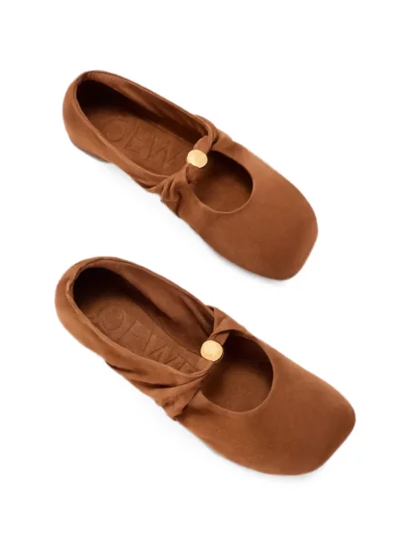 Balerini Loewe din piele de căprioară maro