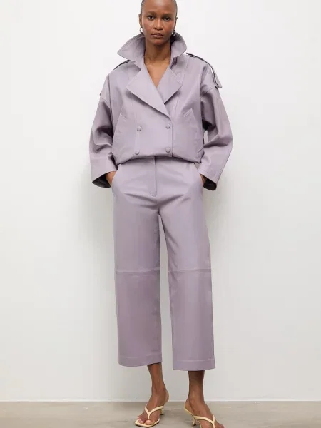 Answear.LAB spodnie skórzane MADELINE z kolekcji Unscripted fioletowe