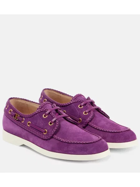 Pantofi loafer Valentino Garavani din piele de căprioară violet