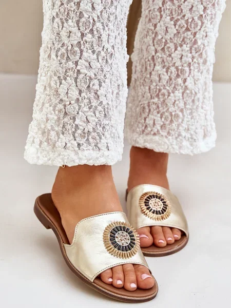 Kožené pantofle Lewski Shoes na plochém podpatku