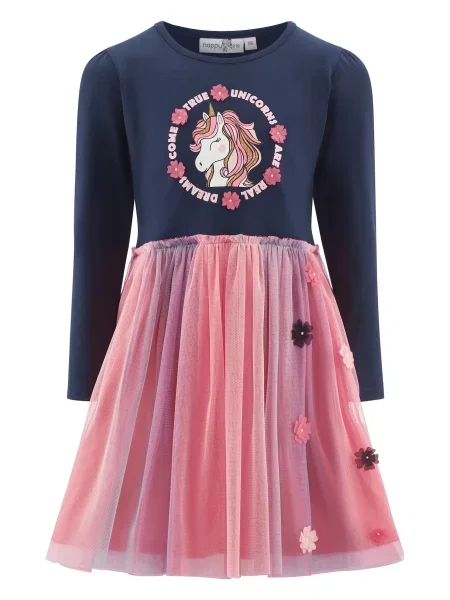 Happy girls Rochie bleumarin / magenta / roz pal alb