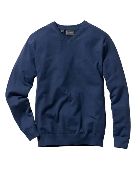 Cienki sweter o kroju regular fit niebieski