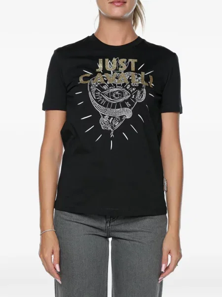 Tricou Just Cavalli cu motiv cu inimi negru