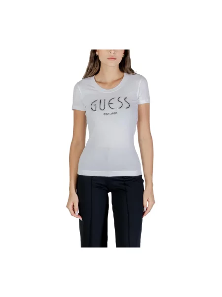 Koszulka Guess z okrągłym dekoltem casual biała