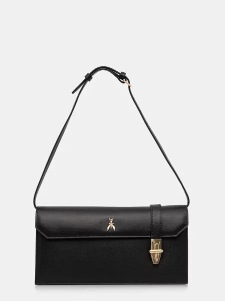 Usnjena torbica Patrizia Pepe črna