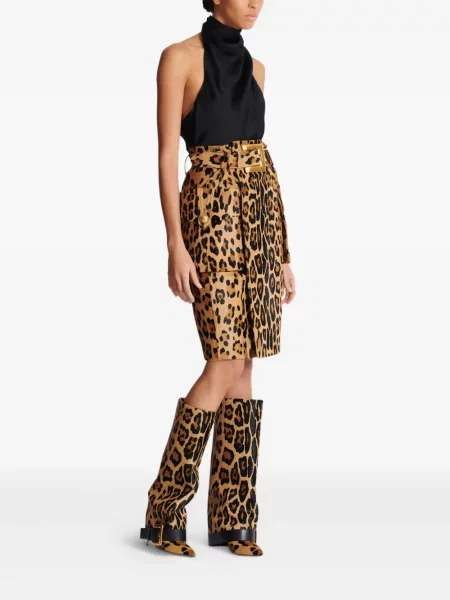 Fustă Balmain cu imagine cu model leopard