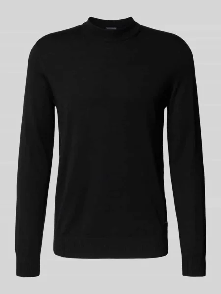 Sweter z dzianiny z czystej wełny model ‘Davide’ czarny