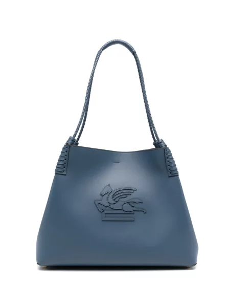 Geanta de piele Etro din piele țesută albastru