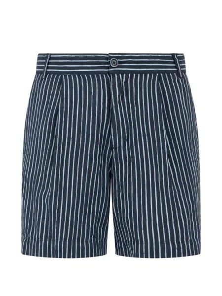 Pantaloni scurți 120% Lino cu dungi plisate albastru