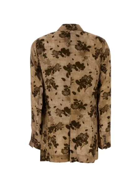 Sacou Uma Wang cu model floral cu imagine plic maro