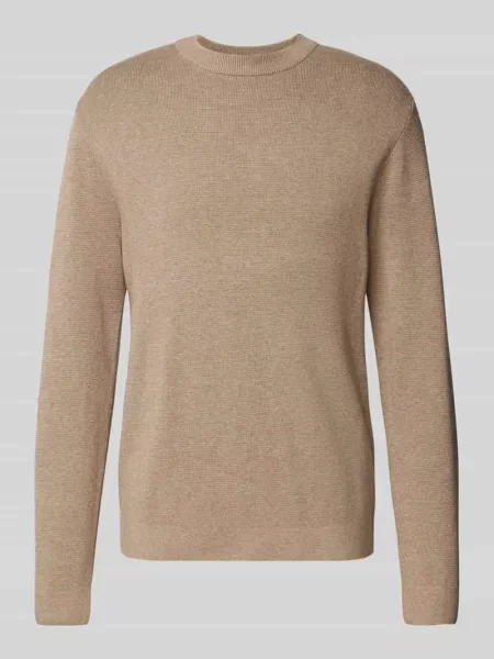 Sweter z dzianiny o kroju regular fit z czystej bawełny model MILANO' Jack & Jones Premium beżowy