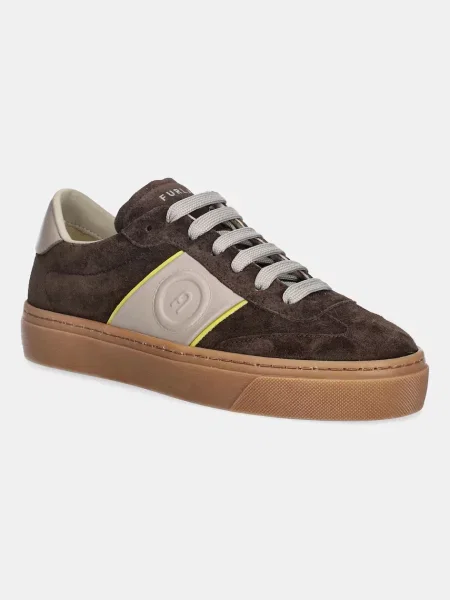 Замшеві кросівки Furla Enjoy Lace-Up Sneaker коричневий - ціна