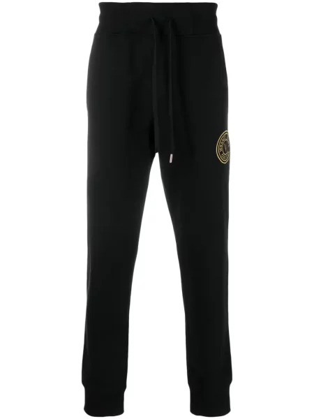 Pantaloni Versace Jeans Couture cu broderie negru