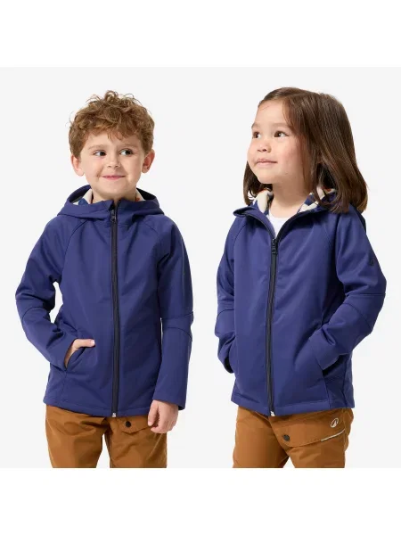 Kurtka softshell turystyczna dla dzieci Quechua niebieska