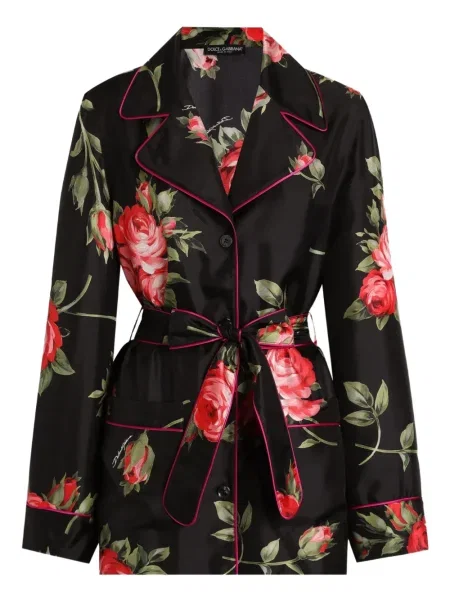 Bluză Dolce & Gabbana cu model floral cu imagine negru