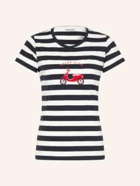 T-shirt z nadrukiem z motywem i okrągłym dekoltem More & More biała