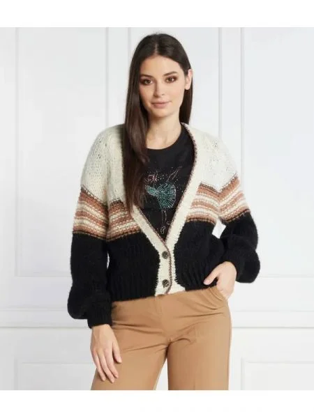 Liu Jo Cardigan cu adaos de lână negru