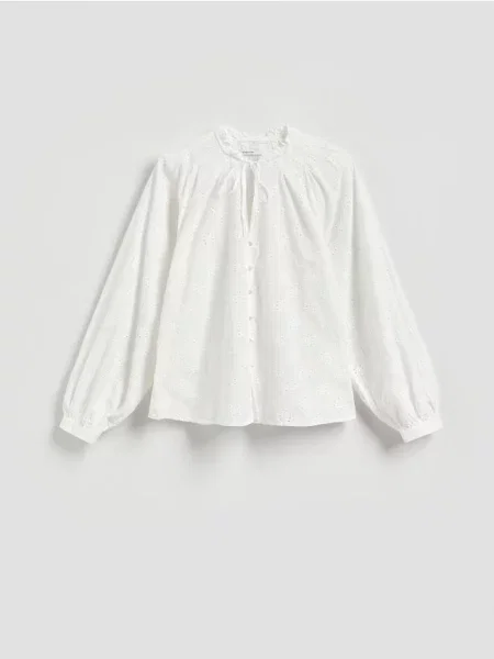 Reserved Cămașă cu model ajurat alb
