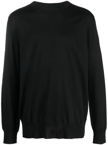 Pulover Jil Sander de lână cu decolteu rotund negru