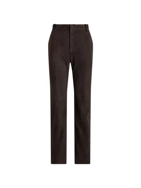 Pantaloni Ralph Lauren Collection din piele de căprioară maro