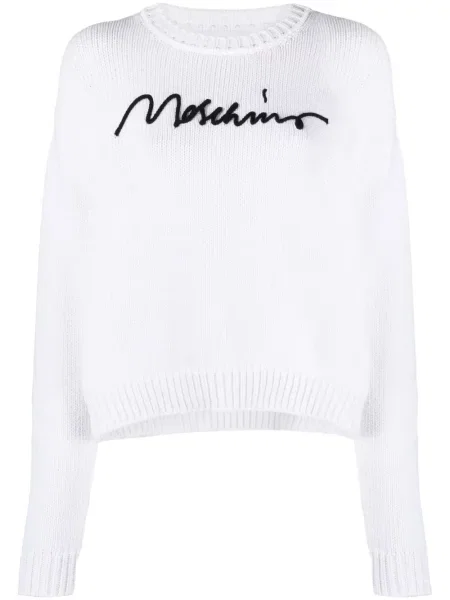 Pulover Moschino cu broderie alb
