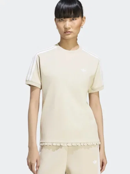 Adidas Originals tréningové tričko dámske s bavlnou Pleated béžová