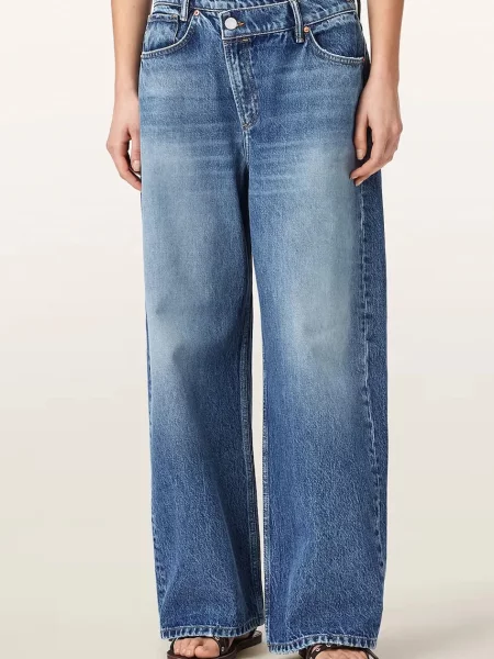 AllSaints blugi wide leg pentru femei AKI CROSSOVER JEAN albastru