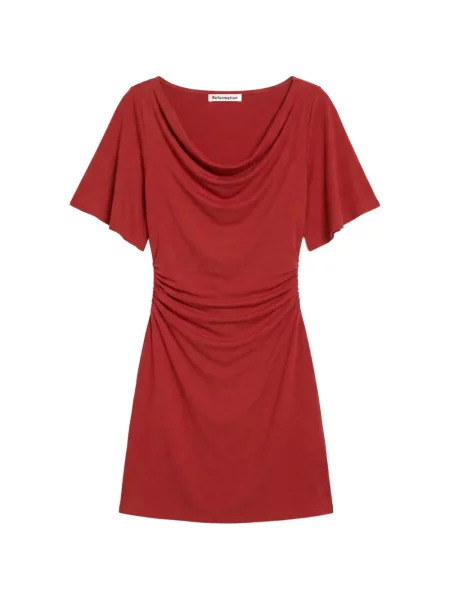 Rochie mini Reformation tricotate cu volane roșu