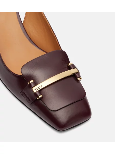 Pantofi cu toc Tod's din piele slingback bordo