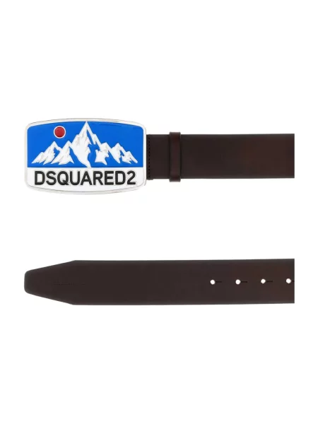 Pasek Dsquared2 z logo brązowy