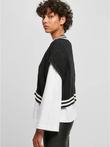 Urban Classics Pulover / alb negru