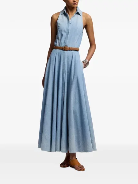 Rochie maxi Ralph Lauren Collection cu gât halter albastru