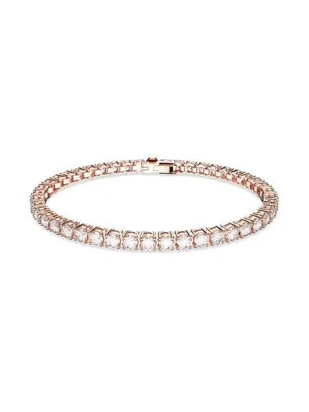 Swarovski Náramok ružové zlato / priehľadná modrá