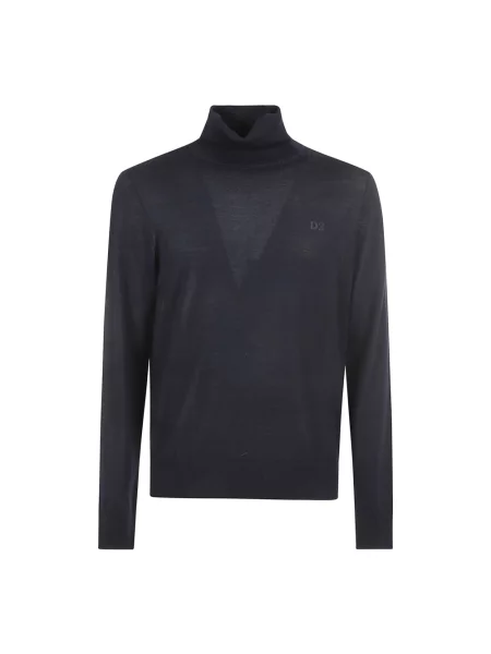 Sweter z golfem Dsquared2 wełniany do golfa niebieski