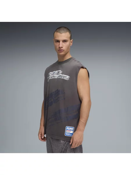 Koszulka PUMA x FAST & FURIOUS Cut-Off o luźnym kroju Akcesoria S szary
