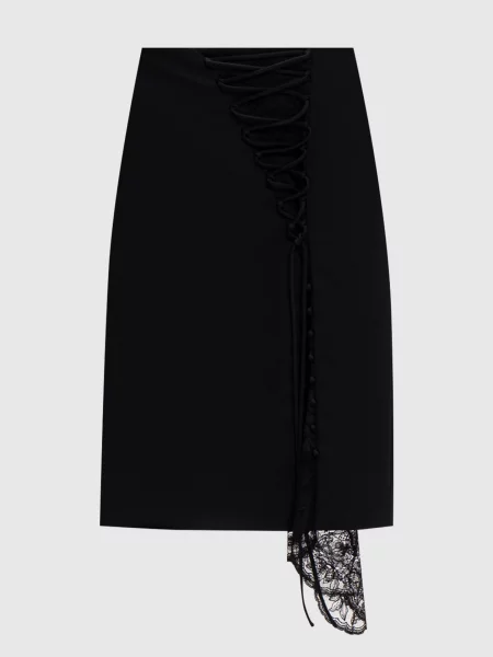 Спідниця-олівець з вовни з мереживом Alexander Mcqueen чорна