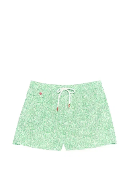 Slip de baie Kiton cu model floral cu imagine verde