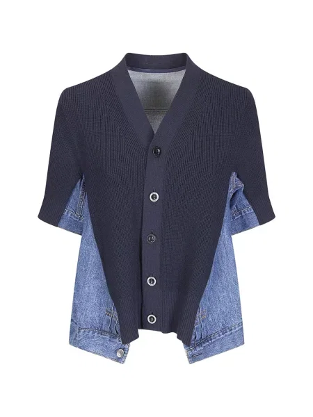 Cardigan Sacai tricotate albastru