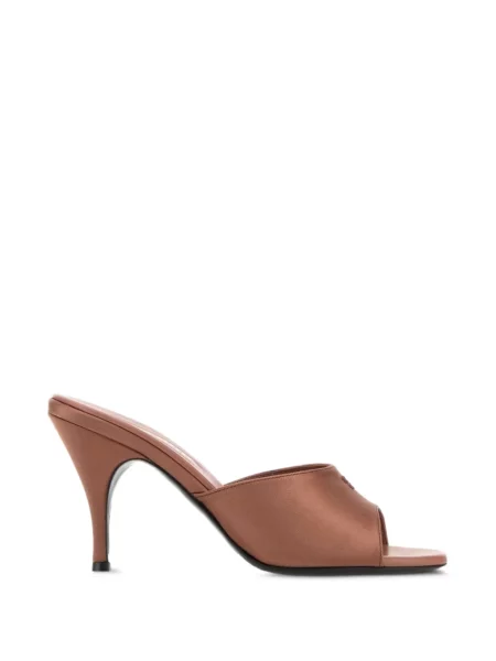 Sandale Miu Miu cu broderie din satin maro